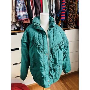 Vintage ‘80s American Idea Turquoise Green Med Zip Insulated Puffer Ski Jacket